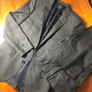 Classic charcoal double vented pinstripe suit